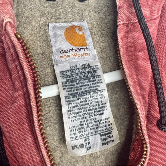 Vintage Y2K Carhartt Hooded Pink Rose Detroit Jacket Pink WJ141 VRS Women's XS - Picture 6 of 13